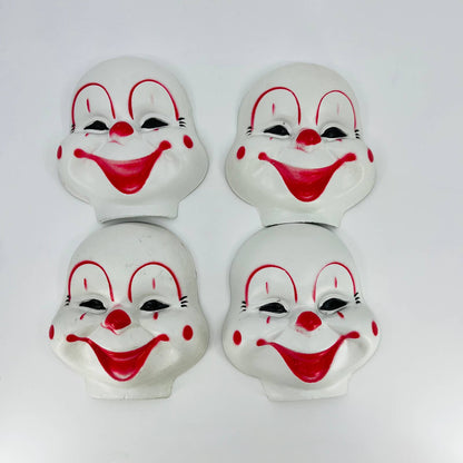 Vintage Fibre Craft Plastic Clown Face 5" Lot of 4 TD9