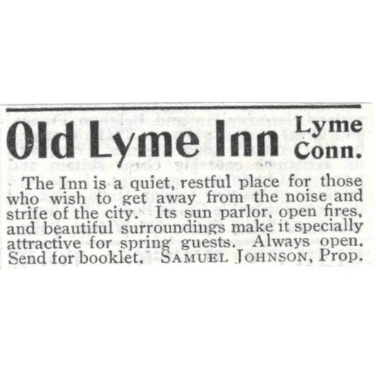 Old Lyme Inn Samuel Johnson Lyme CT - 1903 Original Ad TJ8-7-7