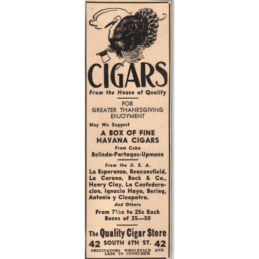 1935 Minneapolis Journal Newspaper Ad The Quality Cigar Store S. 6th Street FL5-4