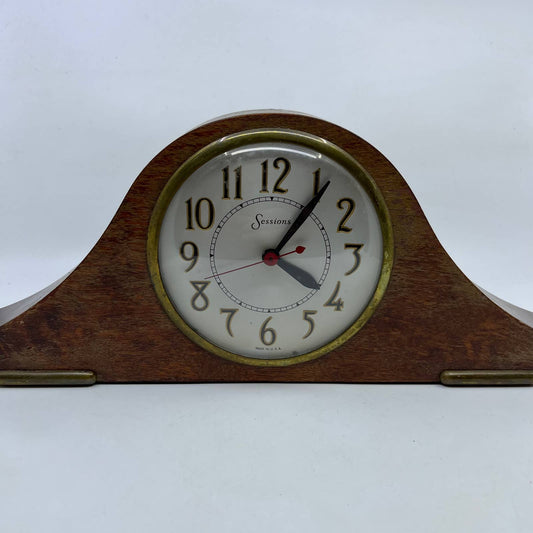 1930s Sessions Mahogany Wood Mantle Clock Model 2W Electric As-Is TH4