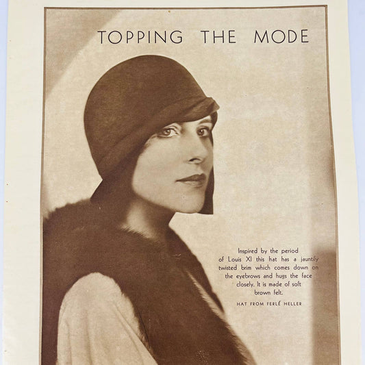 1929 Fashion Flapper Hats Pictorial Series Woman’s Home Companion 11 x 14 FL1