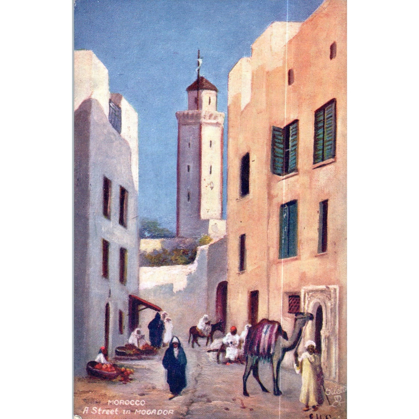 Morocco Street in Mogador Raphael Tuck Oilette Original Postcard P2-12