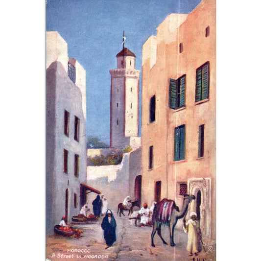 Morocco Street in Mogador Raphael Tuck Oilette Original Postcard P2-12
