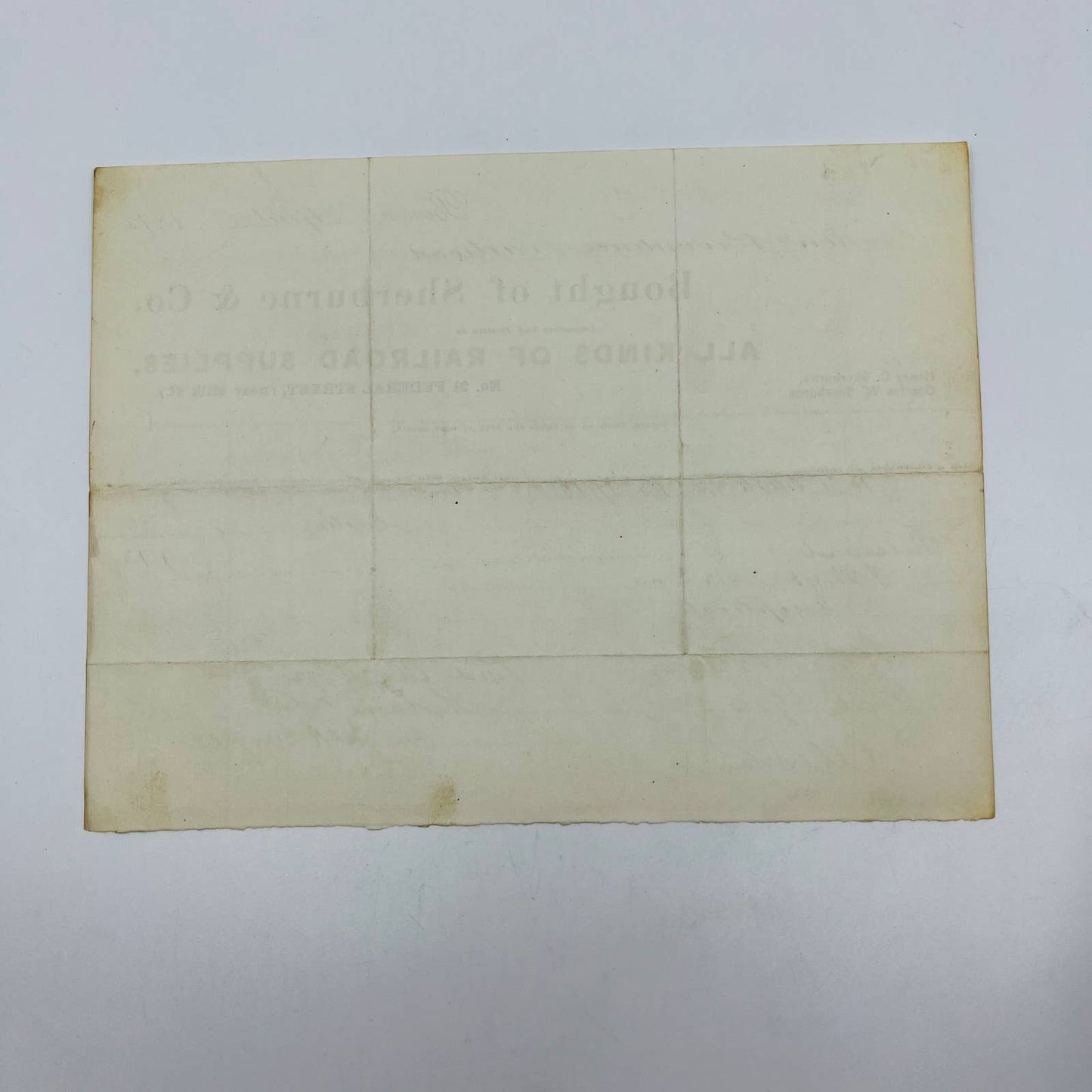 1872 Boston & Providence Railroad Sherburne & Co Billhead Letterhead Receipt AA4