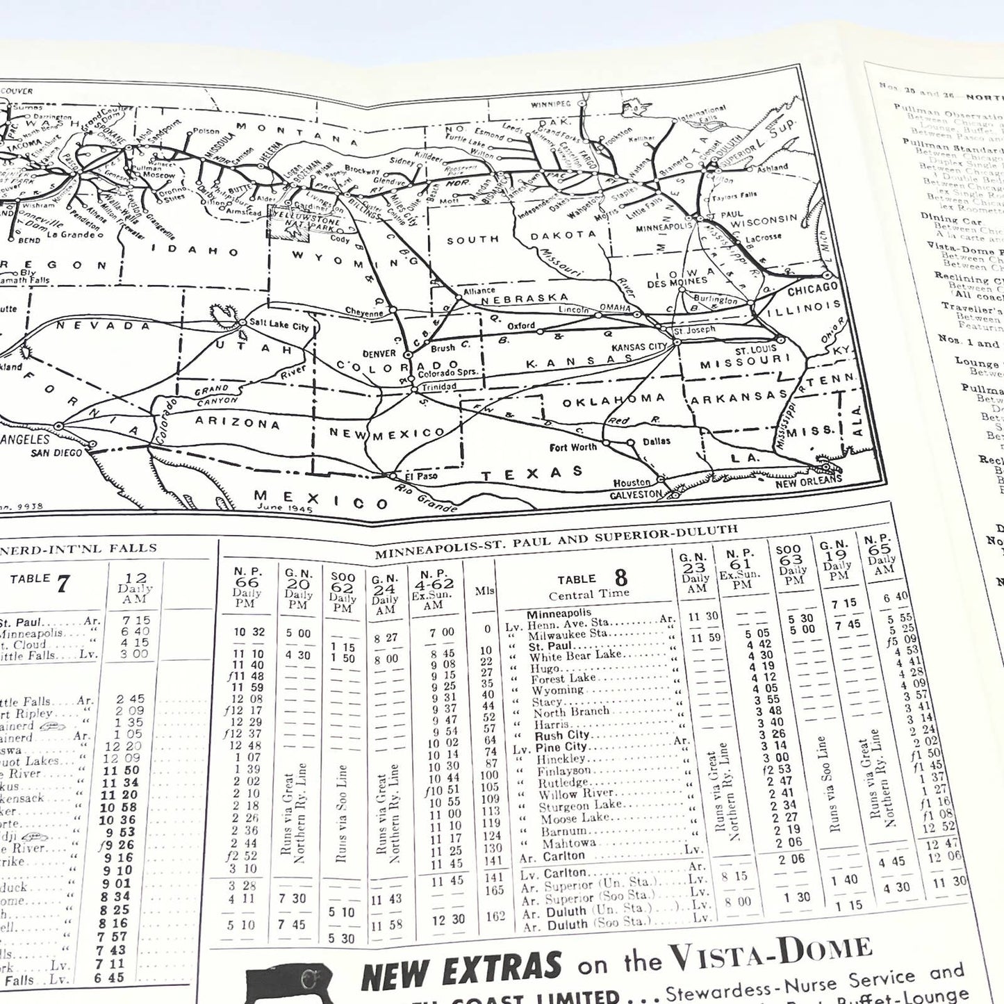 1956 Northern Pacific Railroad Railway North Coast Limited Timetable AC1
