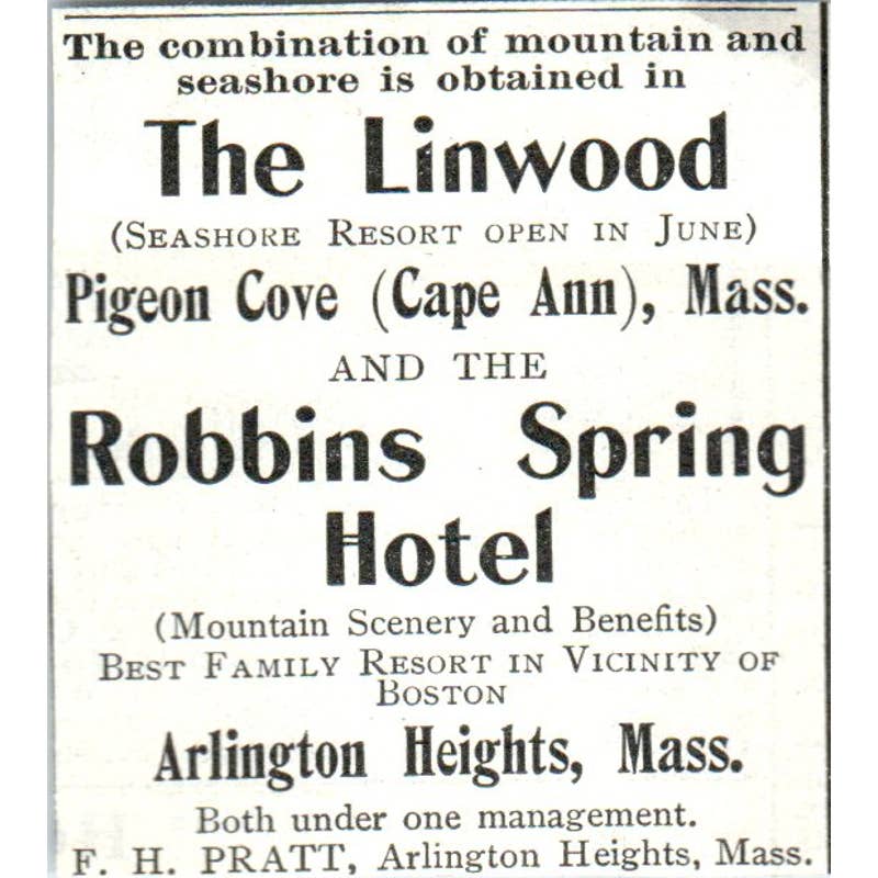 The Linwood Resort Pigeon Cove Cape Ann MA F.H. Pratt - 1921 Original Ad TJ7-L