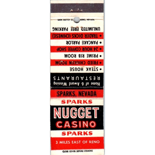 Sparks Nugget Casino Sparks Nevada Advertising Matchbook Cover MM9-9