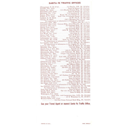 1970 Atchison, Topeka and Santa Fe Railway Co. Timetable SE4