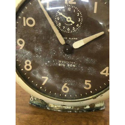 Vintage Brown Cream Westclox USA Big Ben Alarm Clock La Salle IL Untested TH4