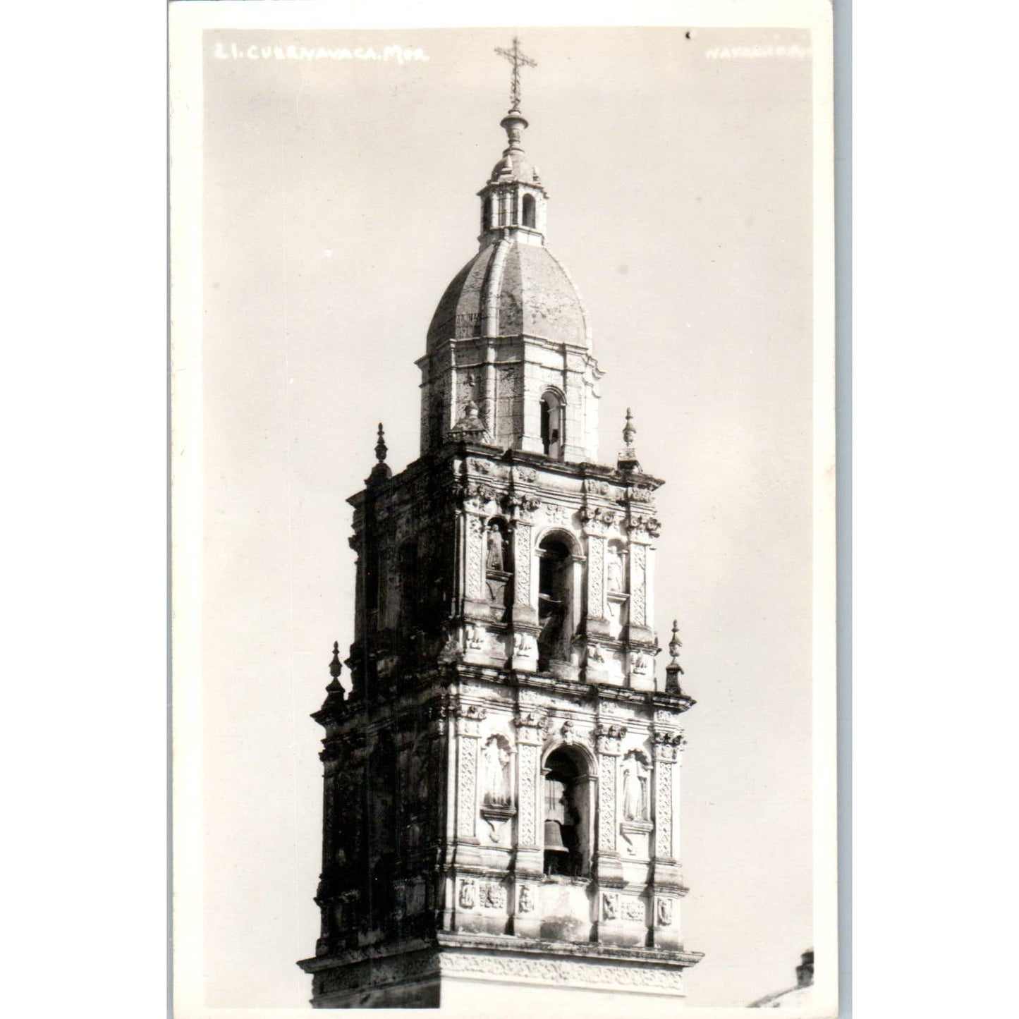 Torre de Catedral Cuernavaca Mexico - Original RPPC Postcard TJ7-MP