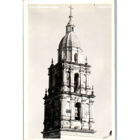 Torre de Catedral Cuernavaca Mexico - Original RPPC Postcard TJ7-MP