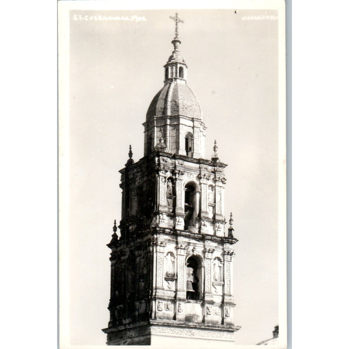 Torre de Catedral Cuernavaca Mexico - Original RPPC Postcard P3-8
