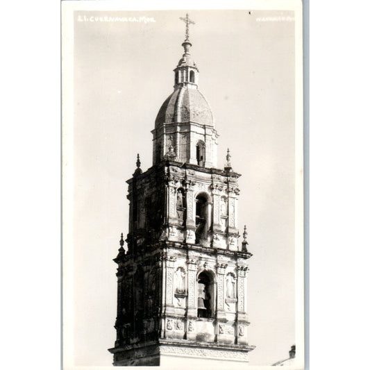 Torre de Catedral Cuernavaca Mexico - Original RPPC Postcard P3-8