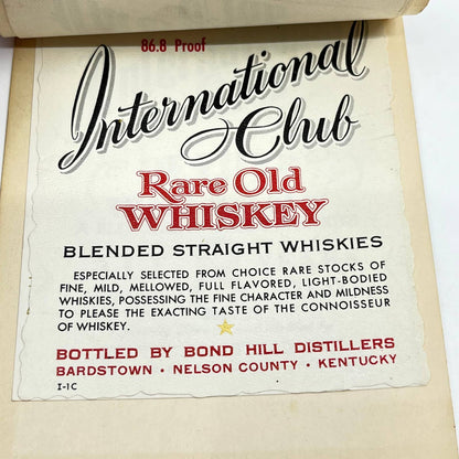 International Club VVO Whiskey Label Set of 7 Double Springs Greenbrier KY