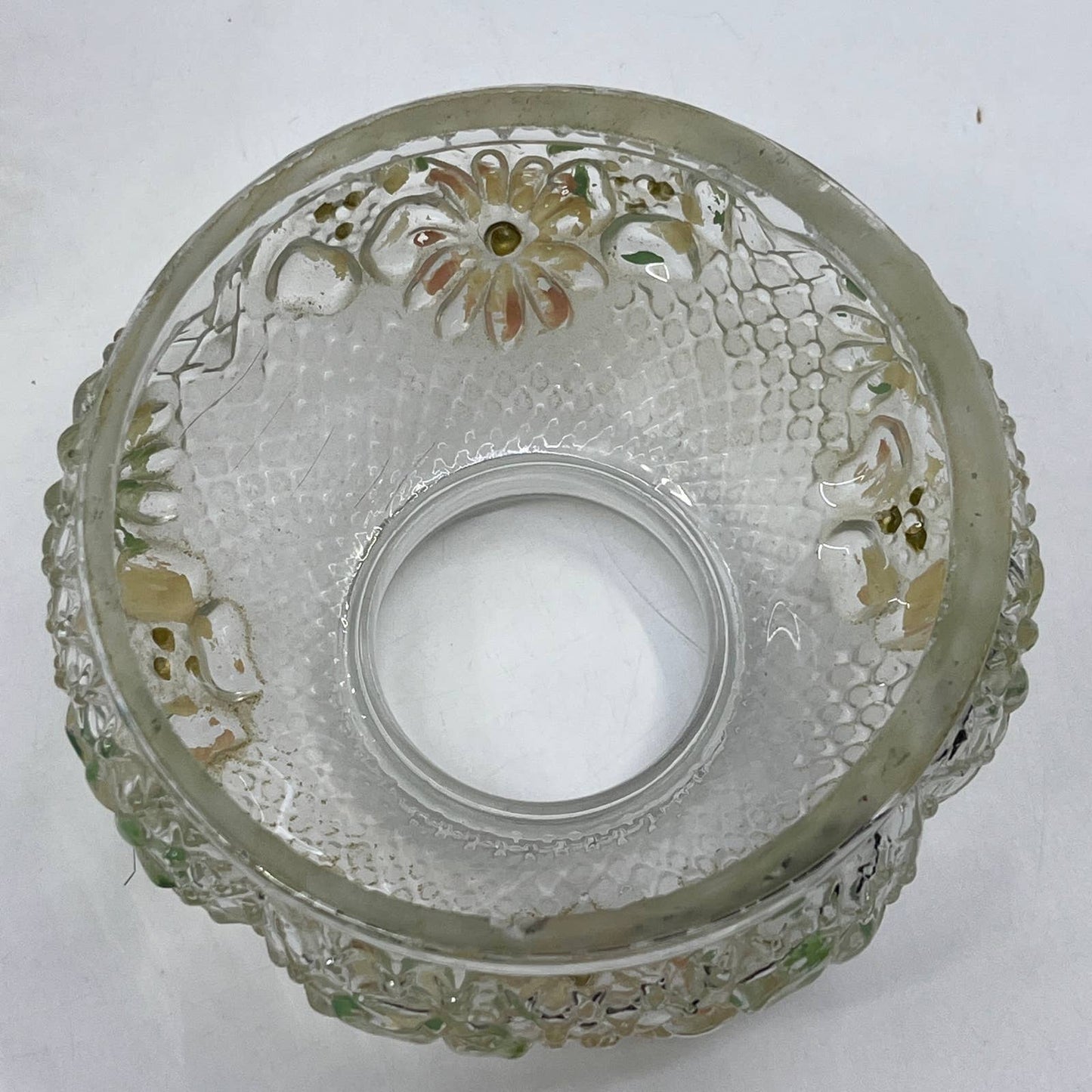 Antique Rubicon Oil Lamp Hand Painted Clear Daisy 8" Matching Shade TI2