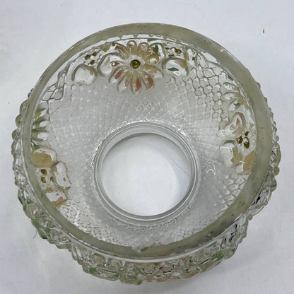 Antique Rubicon Oil Lamp Hand Painted Clear Daisy 8" Matching Shade TI2