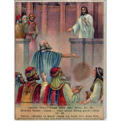 1920 Christian Lesson Picture Card How Jesus Was Received SE5