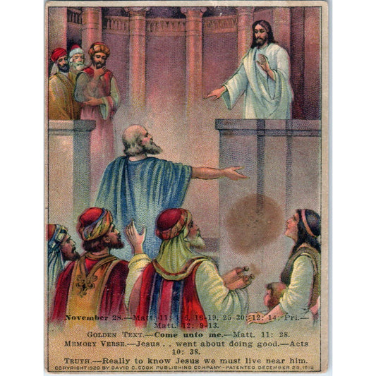 1920 Christian Lesson Picture Card How Jesus Was Received SE5