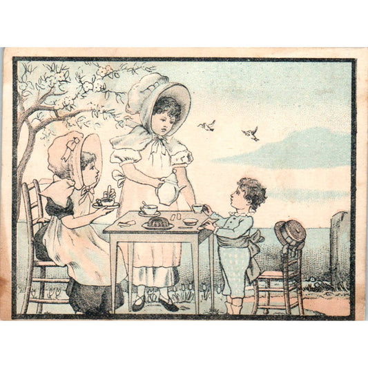 1880s Victorian Trade Card A&P Tea Co. Children Tea Party SF2