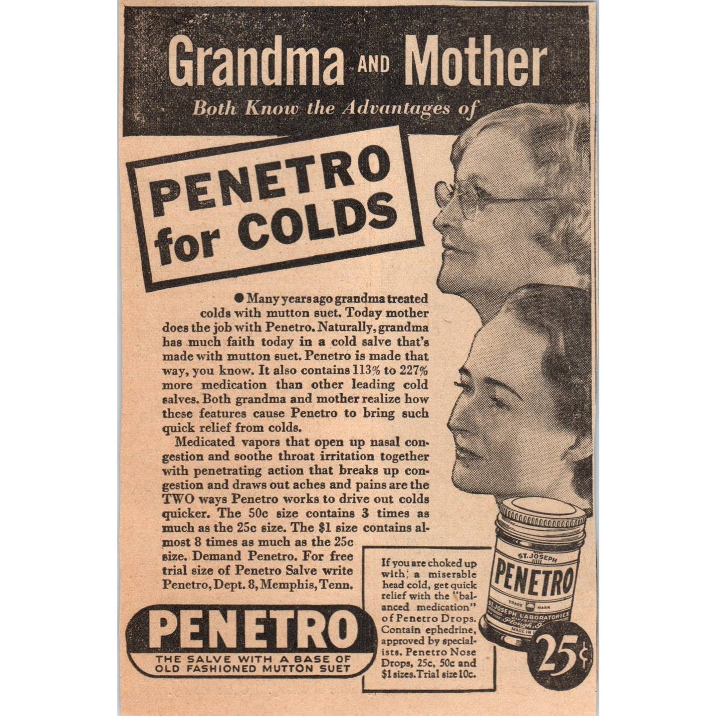 1935 Minneapolis Journal Newspaper Ad Penetro Salve for Colds FL5-3