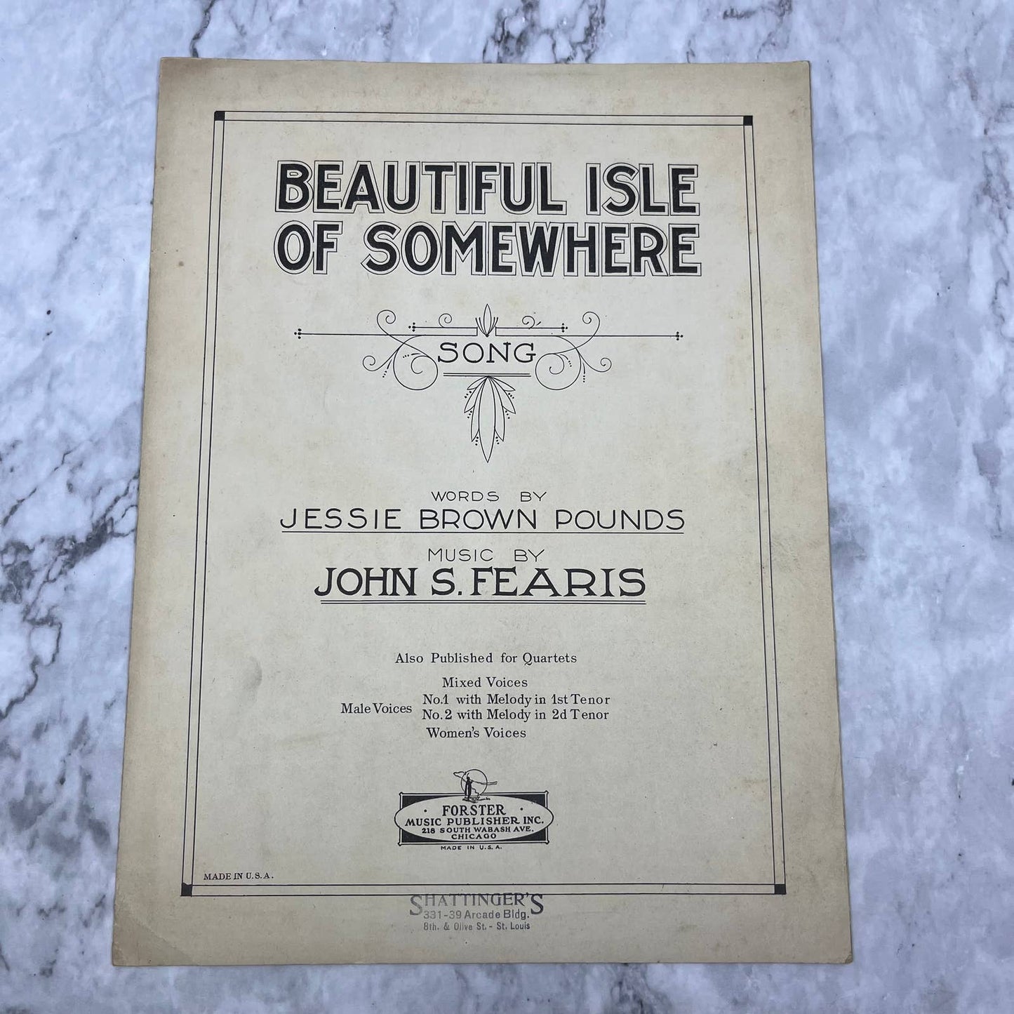Beautiful Isle of Somewhere 1924 By John S. Fearis & Jessie Pounds Forster TH5