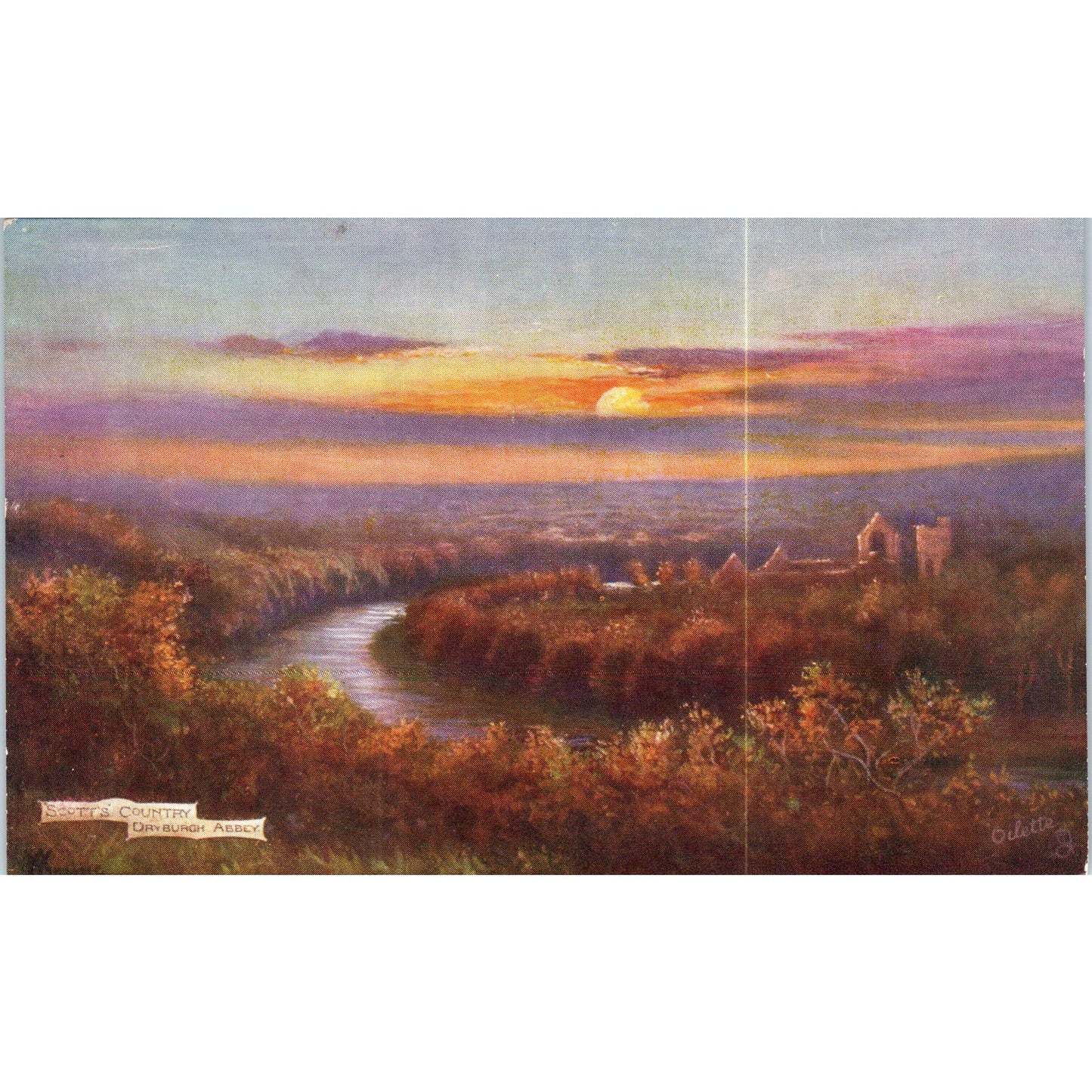 Scott's Country Dryburgh Abbey Raphael Tuck Oilette Original Postcard P3-2