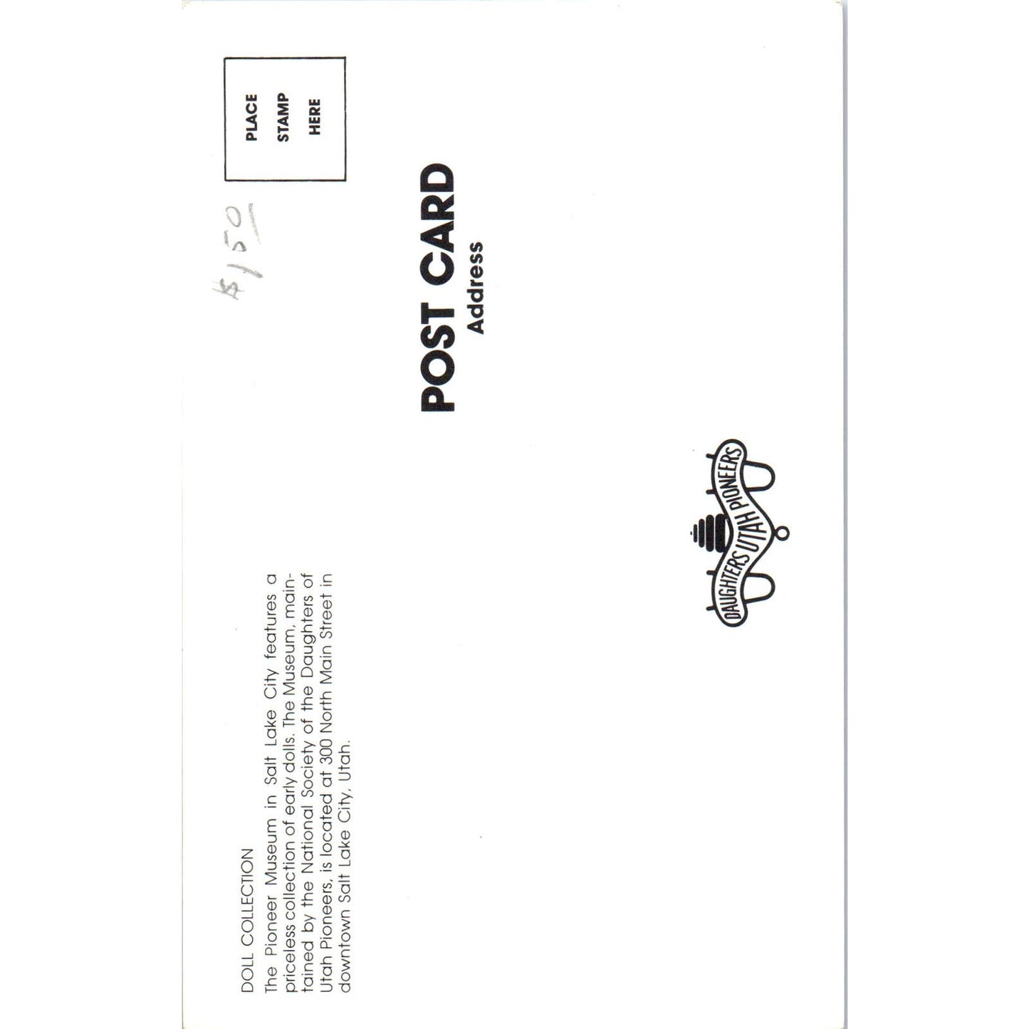 Doll Museum Pioneer Museum Salt Lake City UT Original Postcard PB4