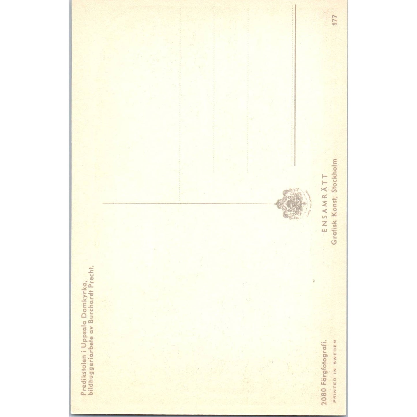 Predikstolen Uppsala Domkyrka Bildhuggeri Arbete av Burchardt Postcard TK1-21