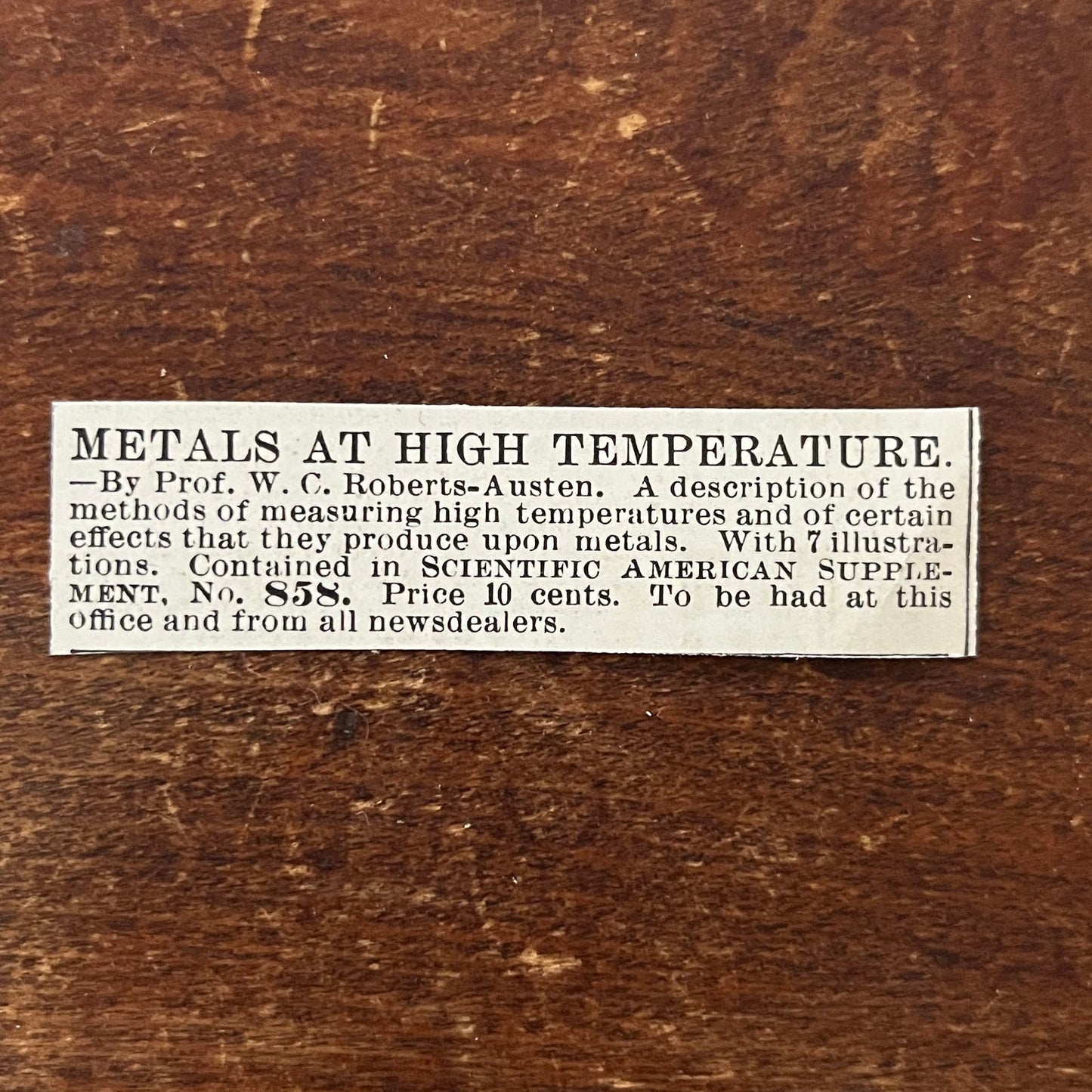 Metals at High Temperature W.C. Robert-Austen Original Advertisement AD8-P28