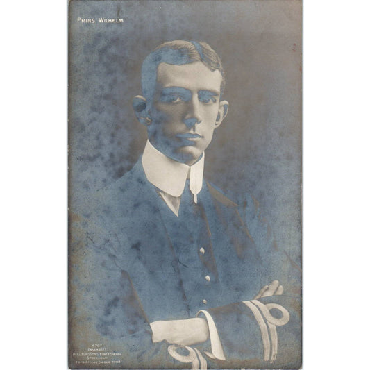 Prince Wilhelm 1908 Portrait - Original RPPC Postcard TJ9-P1