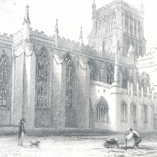 1836 Original Art Engraving Bristol Cathedral North East View AC4