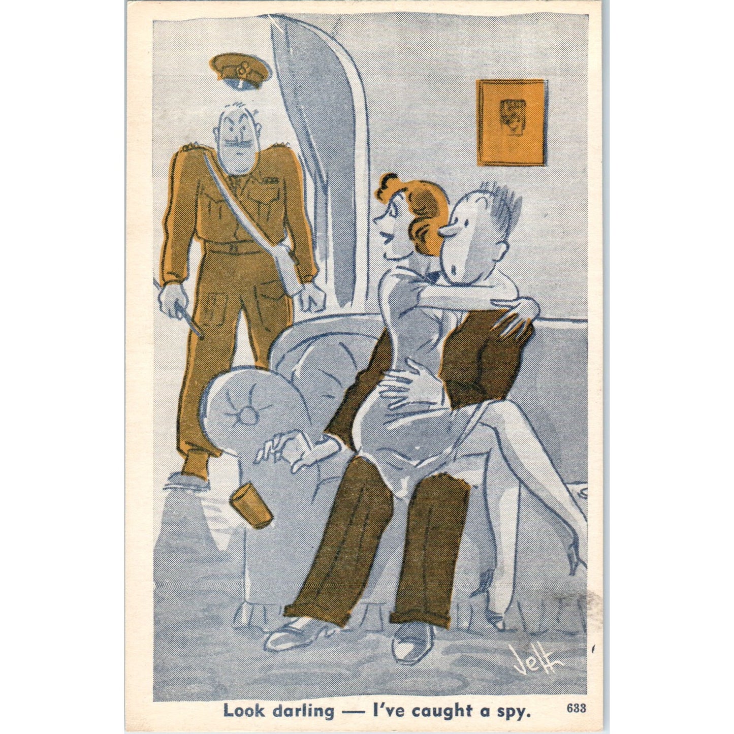 c1942 WWII Army Humor #633 Cartoon Artist "Jeff" Postcard P2-11