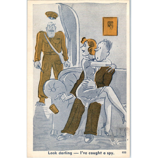 c1942 WWII Army Humor #633 Cartoon Artist "Jeff" Postcard P2-11