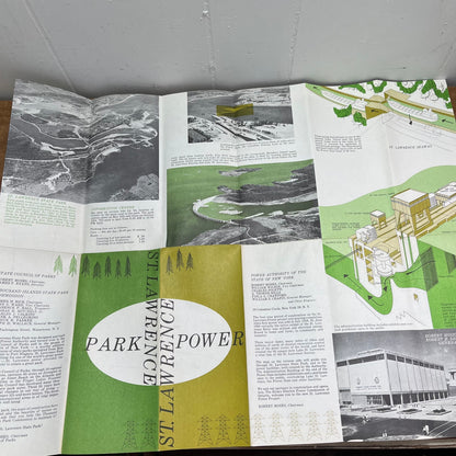 1950s St. Lawrence Park & Power Fold Out 16x20 Map Robert Moses NY L2-1