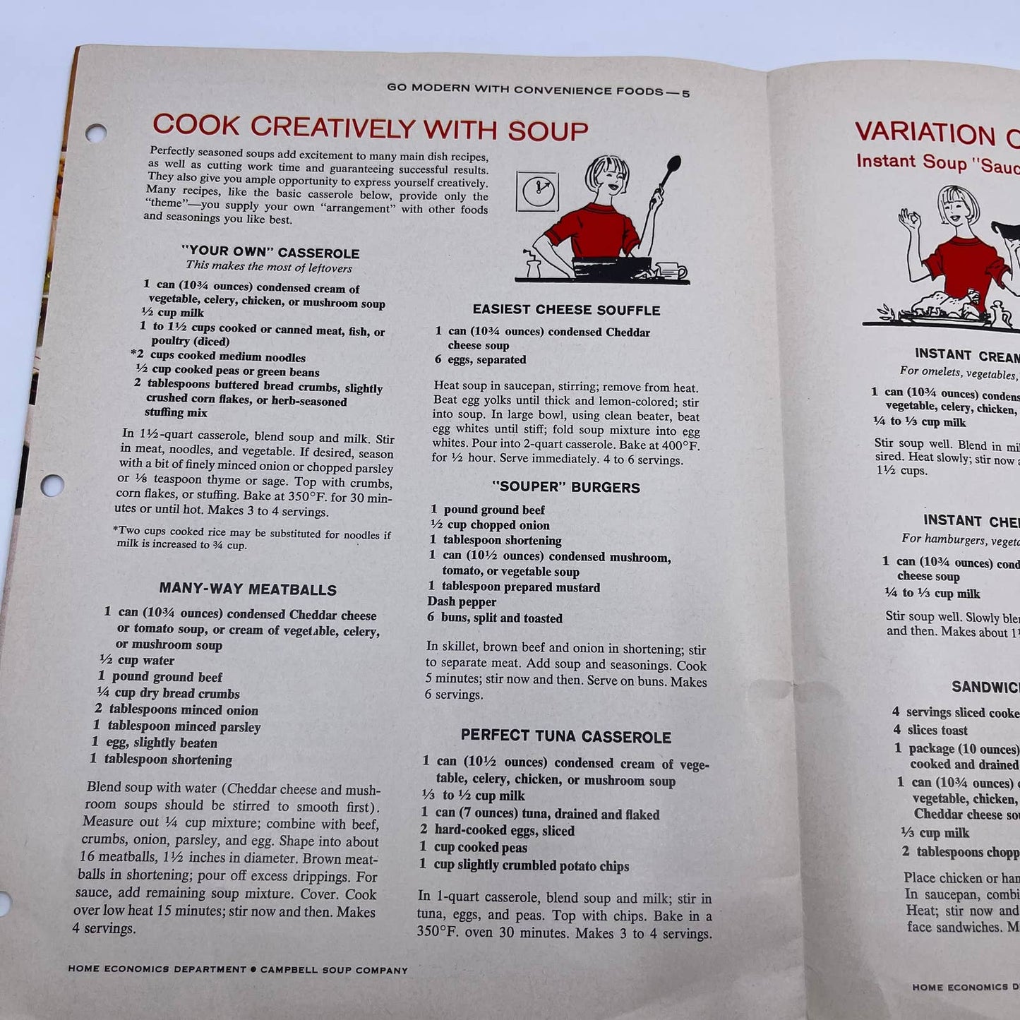 1950s Campbells Soup Modern Convenience Food Advertising Recipe Fold Out TH8