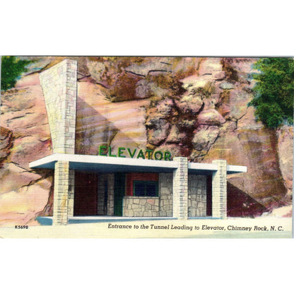 Tunnel Leading to Elevator Chimney Rock NC Original Postcard TK1-25