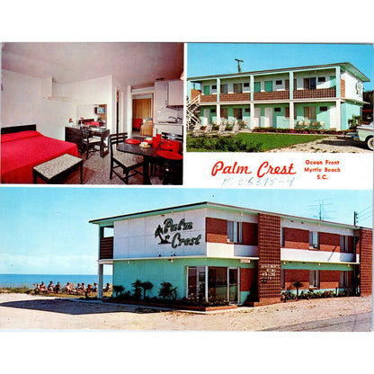 Vintage Large Postcard Palm Crest Apartment Motel Myrtle Beach SC EA3