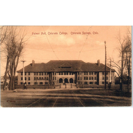 Palmer Hall Colorado College 1909 Colorado Springs Original Postcard TK1-29