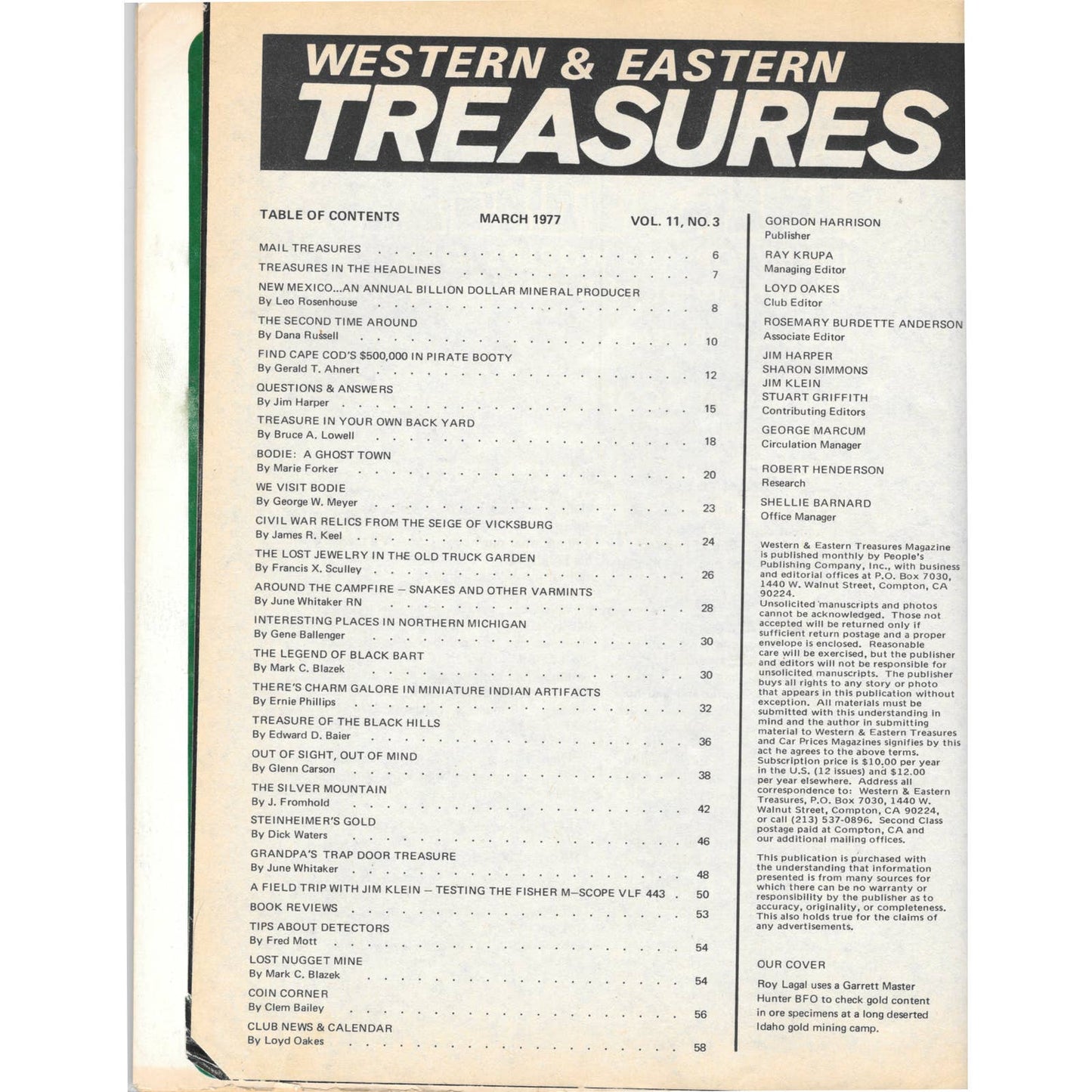 Western & Eastern Treasures Magazine - Gold Metal Detecting March 1977 M3