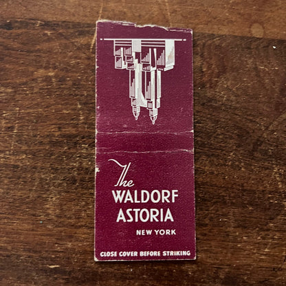 Waldorf Astoria New York Advertising Matchbook Cover SB3-M6