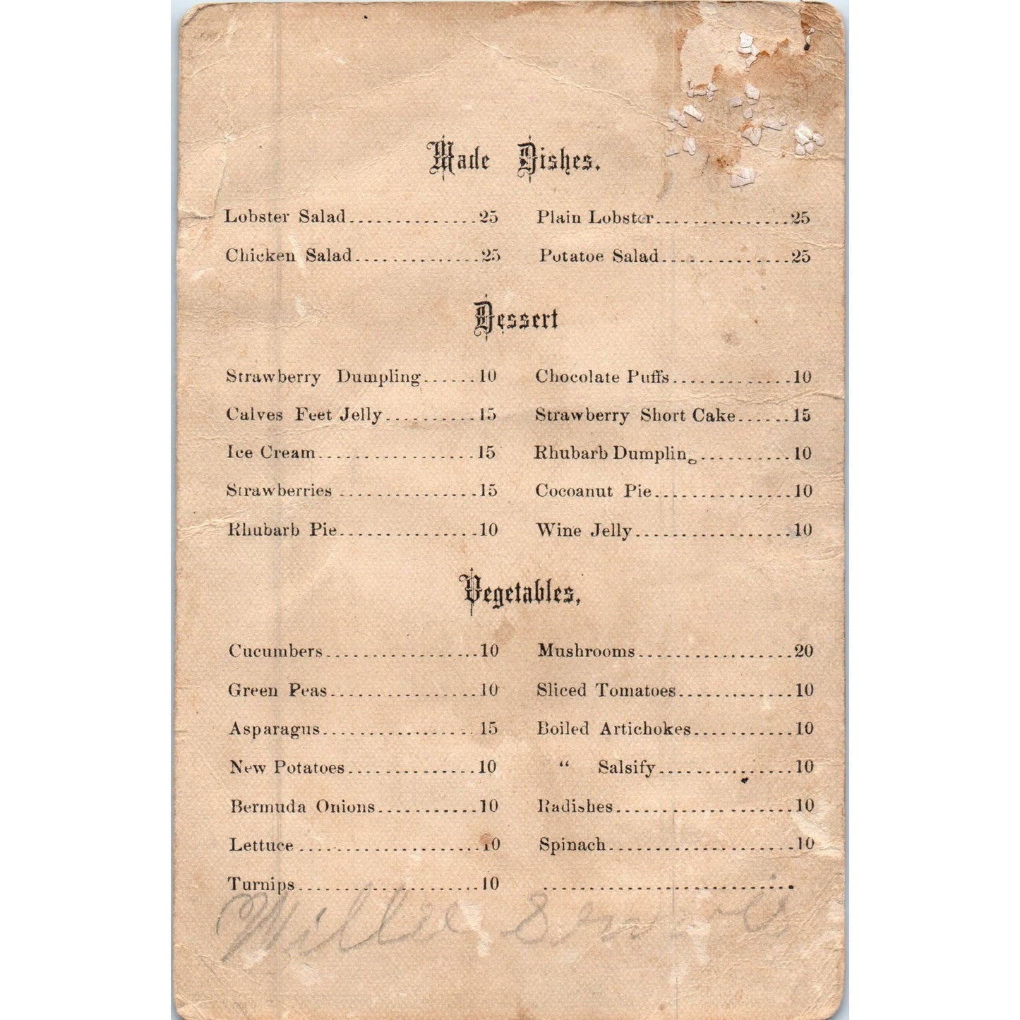 1880s Dinner Menu Card Owl Bobcat Gilt P2-4