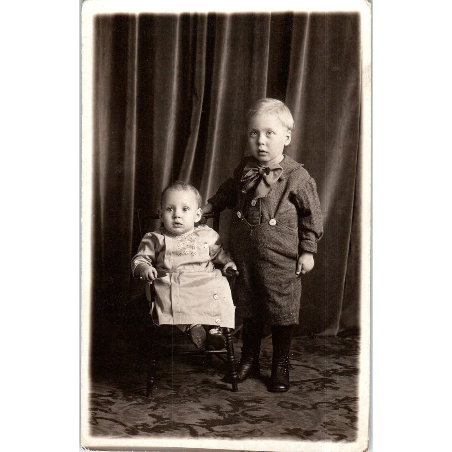 Two Young Boys Wilmer & Arnold Hamod RPPC Original Postcard P2-7
