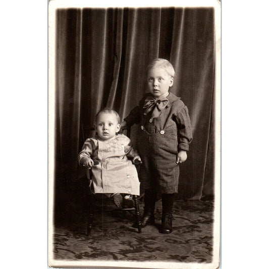 Two Young Boys Wilmer & Arnold Hamod RPPC Original Postcard P2-7