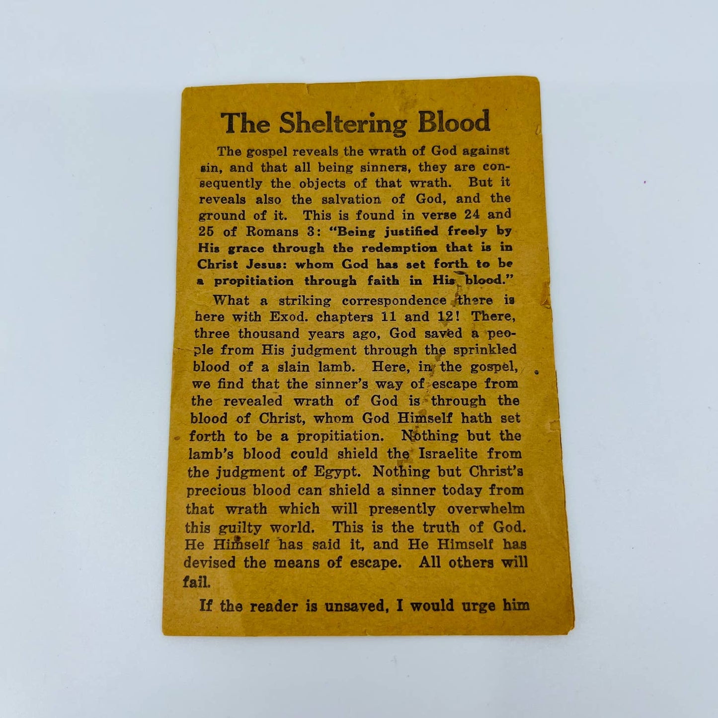 VTG Christian Tract “The Sheltering Blood” Free Tract Society Los Angeles CA C1