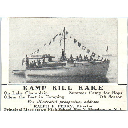 c1920 Harper's Magazine Ad - Camp Vega Charleston Lake Ontario Canada EA3-2