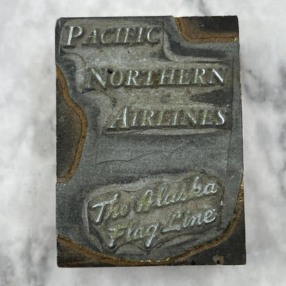 Vintage Printers Block Plate Pacific Northern Airlines Alaska Flag Line TJ53