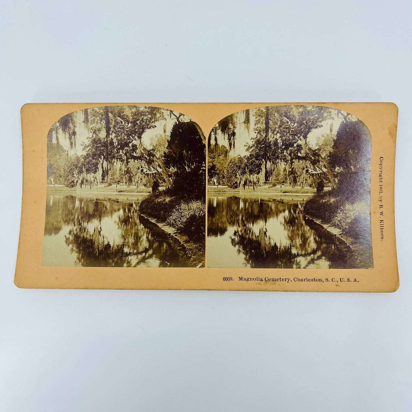 1891 Stereoview Card Magnolia Cemetery Charleston South Carolina