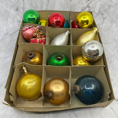 Shiny Brite and Other 18 Vintage Mercury Glass Ornaments With Original Box