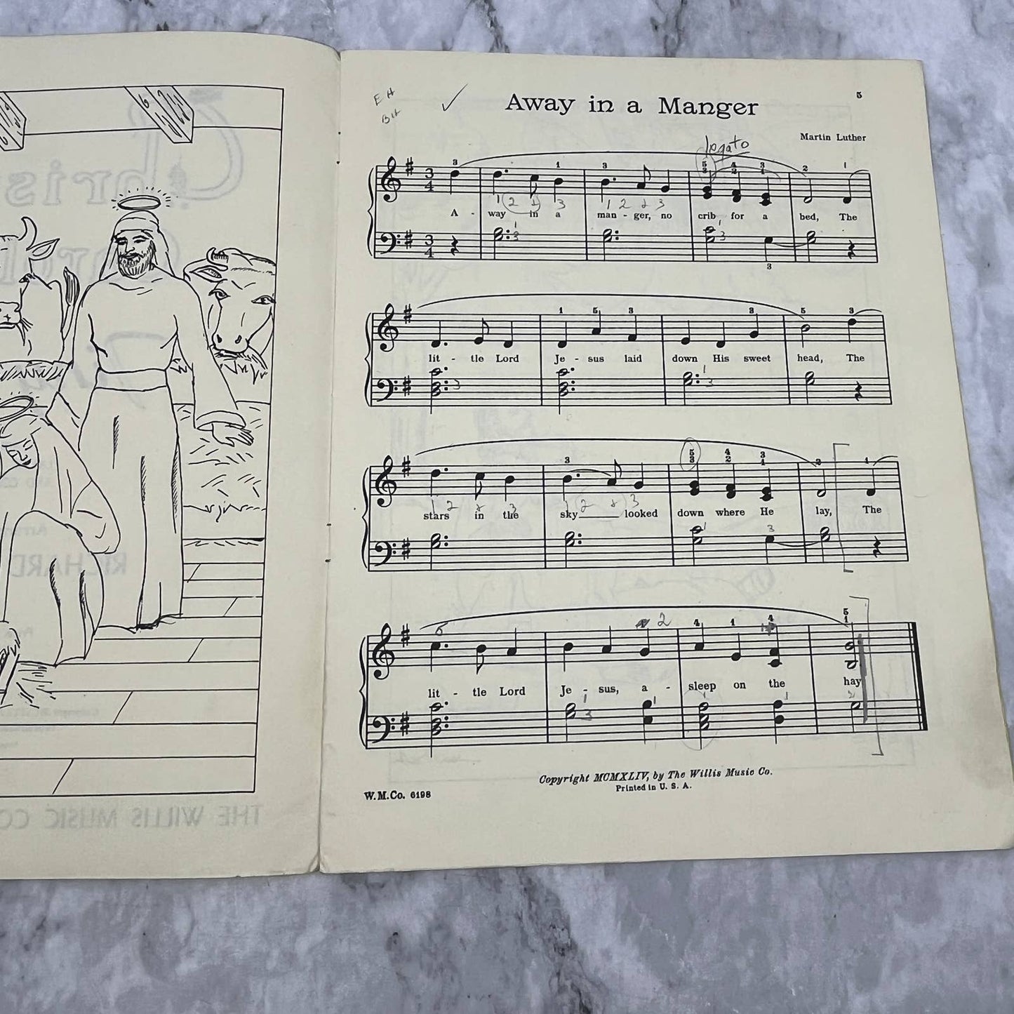 Christmas Carols for Tiny Tots Willis Music Co 1944 Sheet Music TK2-SM4