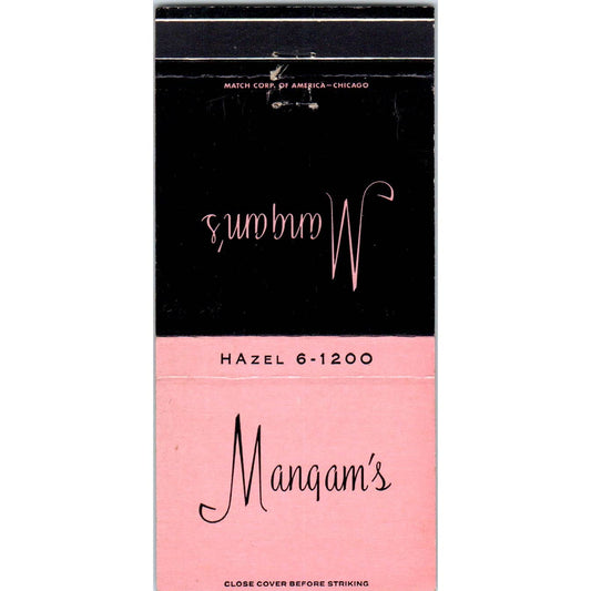 Mangam's Restaurant Dundee IL Advertising Matchbook Cover SA1-M11